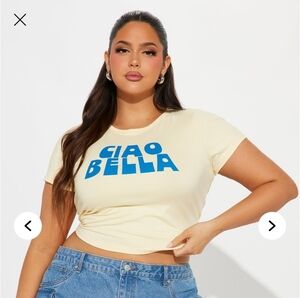 Fashion Nova Blue Crop T-Shirt Fitted Style